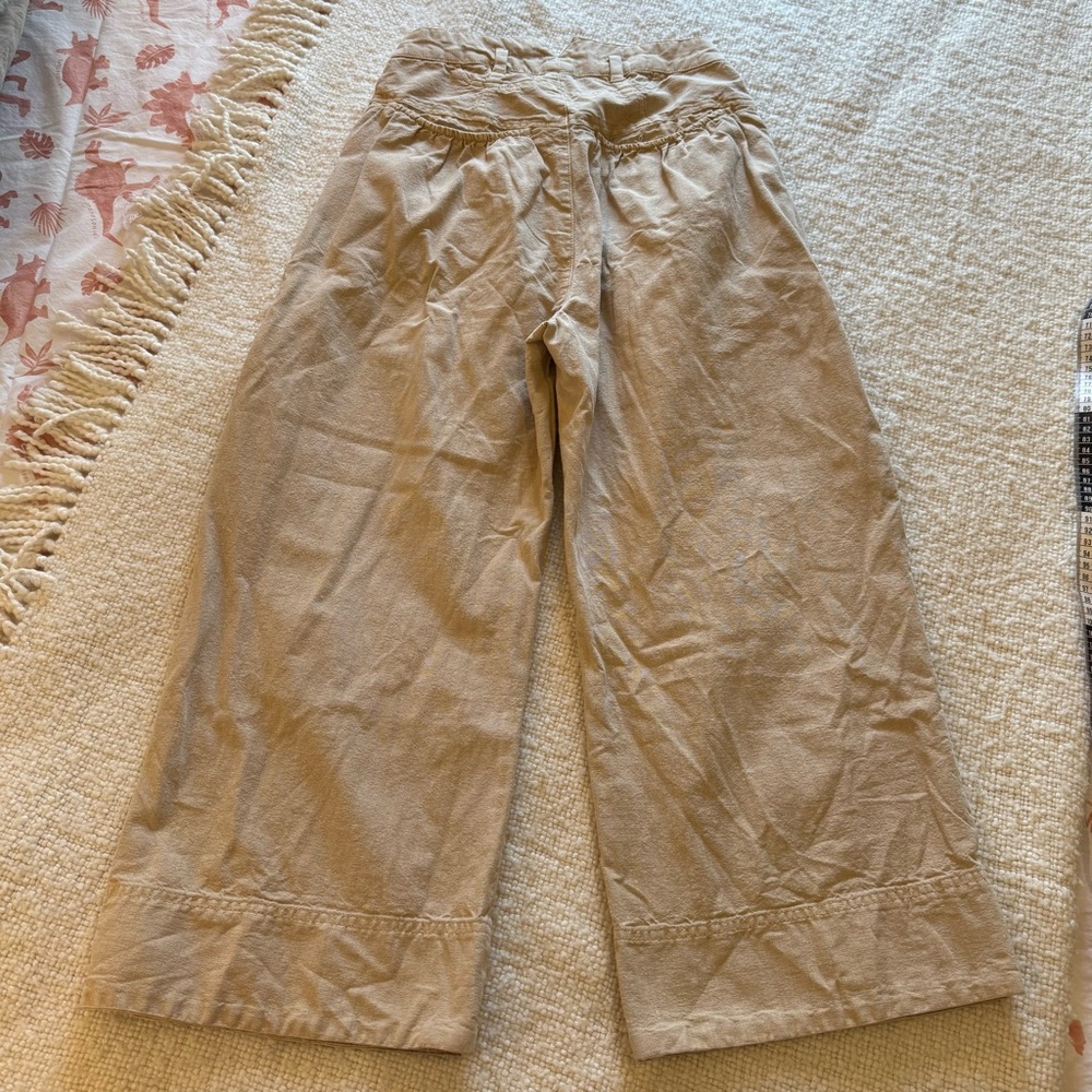 Free People Tan Linen Cropped Wide Leg Pants 0 - Picture 4 of 8